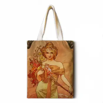 Olie maleri pige udskrivning damer fritid tote taske med stor kapacitet bomuld og linned kvindelige shopping taske dame skulder håndtaske bea