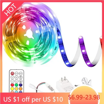 SMD5050 5M 10M RGB LED Strip Light Dreamcolor Farve Foranderligt Fleksibel 12V LED Lys Båndet 21keys Fjernbetjening til Soveværelse