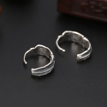 925 Sterling Sølv Fjer Form Drop Øreringe til Kvinder, Mænd Fine Smykker