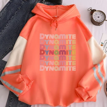 Ny dynamit Casual Vintage Trøjer og Hættetrøjer kontrastfarve hoodie kpop bangtan drenge dynamit brev print kontrast farve ho