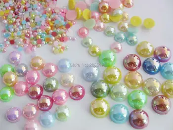 NBNLAN Multi-størrelser AB farver flatback plast pearl knapper til smykker håndværk DIY 200pcs håndlavet sytilbehør