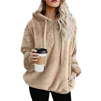 5XL Plus Size Kvinder Hættetrøjer Stor Størrelse Solid Sweatshirt Harajuku Overdimensionerede fleece løs plys pels Vinter Kvindelige Hooded Sweatshirt