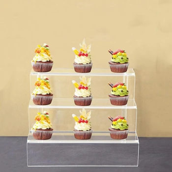 Mode-3 Lag Akryl Cupcake Displayet Stå Kage Displayet Stå Desserter Holder Samlinger Arrangør og Kosmetiske produkter Hylden S