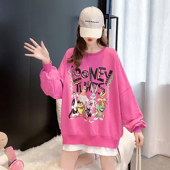 Kvinders Tøj Og Hættetrøjer Teenager Harajuku Street Hip Hop Pastel Sweatshirt Til Kvinder Brev Tegnefilm Løs Fritid Hoodie S4560