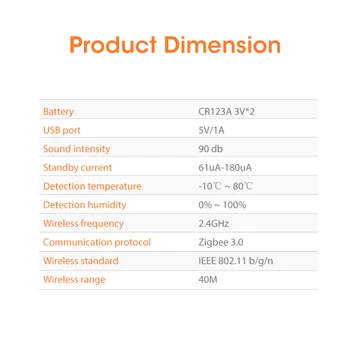 Tuya Smart Zigbee Temperatur Luftfugtighed Sensor Indbygget Sirene Alarm 3 I 1 90DB Lyd, Lys Sensor, Temperatur, Luftfugtighed Sensor