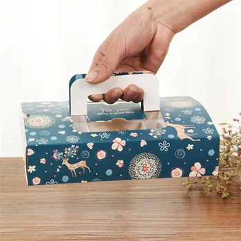 100Pcs Mode Bærbare Blomst Wapiti Elk Design Bagning Moon Cake Emballage Gave Skuffe Kasse For Æggeblomme Sprød Småkage Takeaway