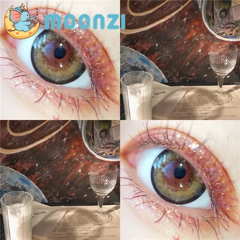 MOONZI brun sort cirkel kontaktlinse STOR Smuk Elev Farverige Kontakt Linser til øjnene årlige 2pcs/par Nærsynethed recept