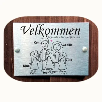 (Velkommen)norske Døren Plaques Personlig Stick Familie Hus navneskilt, til 5 Personer, Aluminium-polyethilene Sammensatte Panel