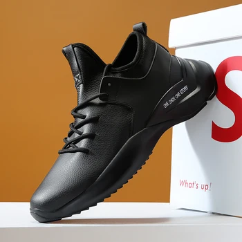 Nye Mænd Sneakers Tyk Sål, Åndbart Læder, der Kører Sko til Mænd Platform Chunky Sko Udendørs Walking Sko Zapatillas