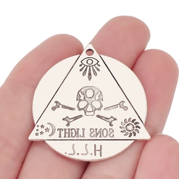 6 x Tibetansk Sølv Frimurer Demon Øje Runde Charms Vedhæng til Halskæde Smykker at Gøre Tilbehør 39x34mm