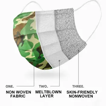 10-100pcs Camouflage Voksen Disponibel Ansigt støvmasker 3 Lags Beskyttelse Ørekrogene Print Åndbar Mode Munden Dække Mascarillas