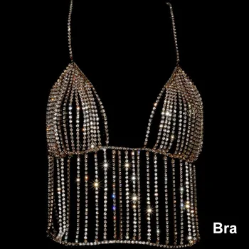 Stonefans Sexet Rhinestone Kæde faldsikringsudstyr Lingeri til Kvinder Bling Crystal Kvast Krop Kæde Bikini Bh Smykker Talje Kæde