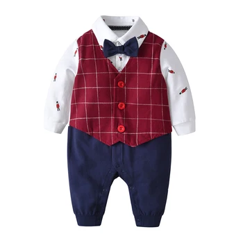 Forår/Efterår Mode Spædbarn tøj Baby, der Passer Babyboy Tøj Sæt Herre Bow Tie Sparkedragt med Lange Ærmer Toddler Sæt