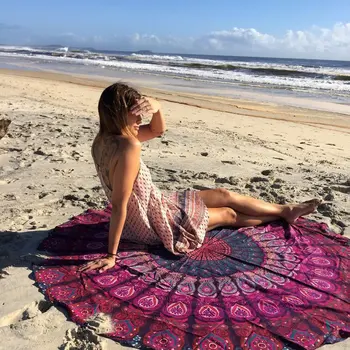3D Print Boheme Strand Håndklæder Runde Chiffon Håndklæde Hurtig Tør Mandala Yoga Måtten Gobelin Seaside Meditation Stranden Resten Let at Rengøre