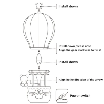 LED-Tegnefilm Luftballon bordlampe juledekoration Eventyr Søde børneværelse Dyr Kreative Nat Lys Gave