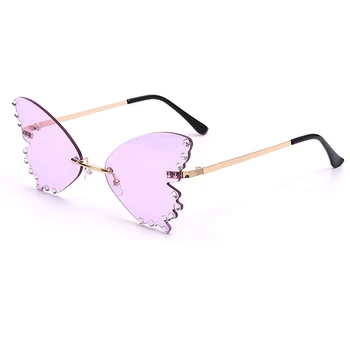 Mode Butterfly Diamant Solbriller Kvinder 2020 Nye Uindfattede solbriller Overdimensionerede Steampunk Briller Vintage Brillerne UV400 Mænd