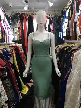 2019 Nye Kvinder grøn Elegant V-Hals, spaghetti strop Vestido Kendte Party Aften Bodycon Bandage Dress