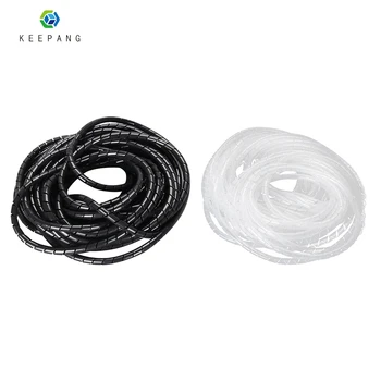 12 Meter Spiral Wire Wrap Rør For 3D-Printer 8mm Diameter PE Polyethylen Spiral Kabel Wire Wrap Tube Sort Hvid Spiral slange