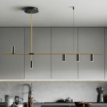 Led hængende lampe i loft-stue moderne Minimalistisk stuen lang lysekrone lys design Nordiske hjem køkken belysning guld