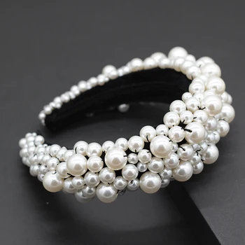 Hvide Perle Svamp Hårbånd, Europæiske og Amerikanske størrelsen pearl svamp hovedbøjle kvindelige bredskygget fashion party hovedbøjle 719