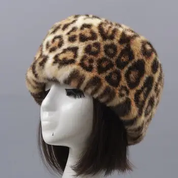 Kvinder Faux Fur Leopard Russiske Hat Solid Pels Hat Hunter Hat Varm Vinter Leopard Pels Bombefly Hat Øreklapper, Høreværn