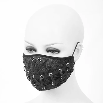 Djævelen Mode Steampunk Mænd Og Kvinder Sort Nitte Maske Anti-støv Cosplay Parti Maske Justerbar Ørekrog Halloween Maske