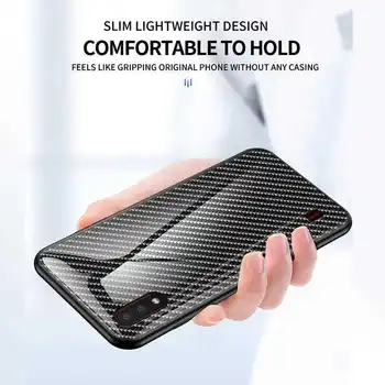 KatyChoi Fiber Mønster Glas Tilfældet For Samsung Galaxy A01 A41 A21 A91 A81 A71 A51 5G A70e A20e A10e-Telefon Case Cover