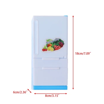 Køleskab Spille Sæt Dukkehuset Dukke Køleskab Med Fryser Med Mad Kid Legetøj