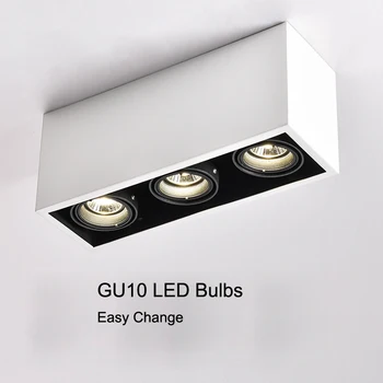 LED-loftsbelysning LED-lamper belysning GU10 3*5W led pærer rektangel loft lampe dekorationer Belysning til levende
