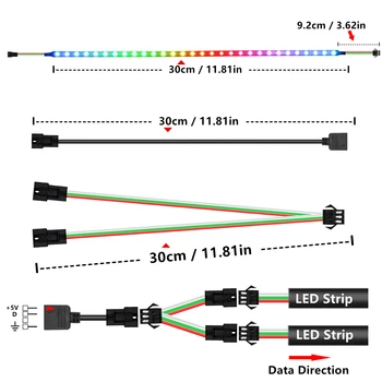 WS2812b RGB LED Strip til ASUS AURA SYNC / MSI Mystiske Lys Sync / GIGABYTE RGB Fusion 2.0 (5V 3 Pin adresserbare LED overskrifter)