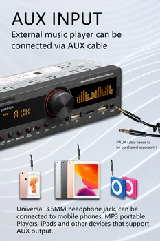 AMPrime 1DIN In-Dash Bil Radioer Stereo Fjernbetjening Digital Bluetooth Audio Music Stereo 12V Bil-Radio, Mp3-Afspiller, USB/SD/AUX