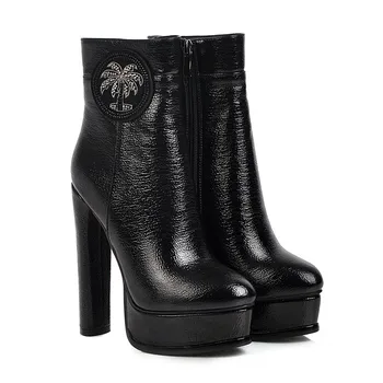 MORAZORA 2020 hot salg kvinder ankel støvler rund tå zip efterår og vinter høje hæle platform støvler damer part kjole sko sort