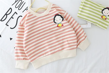 HYLKIDHUOSE Piger Tøj Sæt 2020 Foråret lille Barn Spædbarn Tøj Stribe Crtoon T-Shirt, Bukser, Børn, Børn Tøj