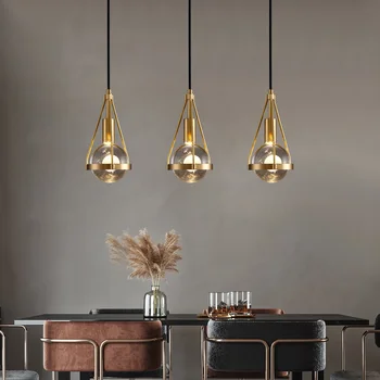Kobber Luksus LED Pendel Soveværelse Sengen Moderne og Kreative Hængende Lampe kaffebar, Bar La Enkelt Hoved Glas Inventar