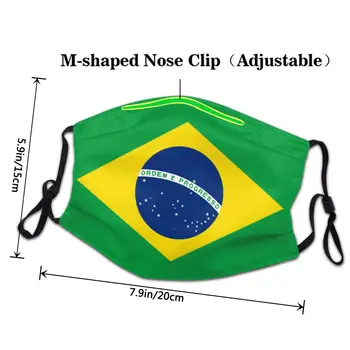 Brasilien Flag Genanvendelige Ansigtsmaske Støvtæt Beskyttelse Dækning Af Respirator