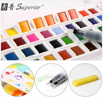 Superior-Akvarel Maling Med Pensel 12/18/24/30/36/40/48 Farver Til Farve, Maling, Tegning, Maling, Akvarel Pensler