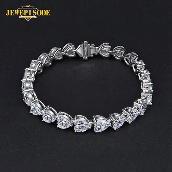 Jewepisode 925 Sterling Sølv Hjerte Form Skabt Moissanite Gemstone Armbånd Bryllup Fine Smykker Armbånd Armbånd