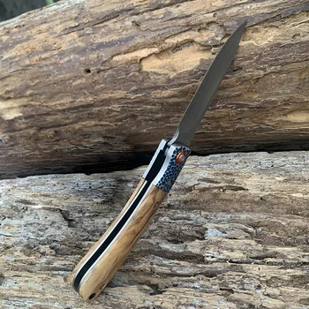 SAMSEND håndlavet folde kniv naturlige træ håndtag Damas blade, mandlige og kvindelige udendørs EDC selvforsvar værktøj, boutique kniv