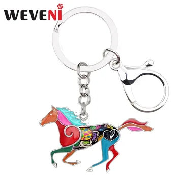 WEVENI Erklæring Metal Elegante Køre Hest nøglering Nøglering Ringe Trendy Dyr Legeringen Smykker Til Kvinder Girl Varm Bil Vedhæng