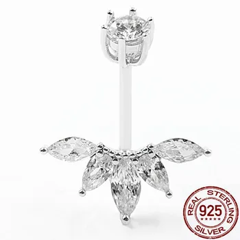 Blomst zircon mave, navle piercing jewellry for kvinder 925 sterling sølv anti-allergi sexet punk 2020