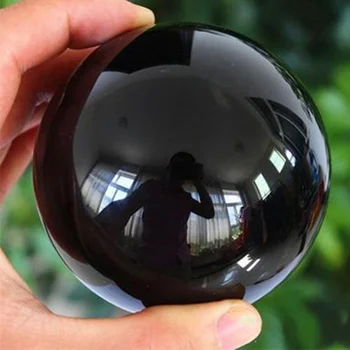 40mm Sjælden Naturlig Sort Obsidian Kugle med Krystal Kugle, Healing Sten For Hjemmet Dekorative bold