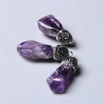 Uregelmæssig naturlige lilla krystal kvarts ametyst sten vedhæng til smykker at gøre halskæde øreringe håndlavet resultater diy