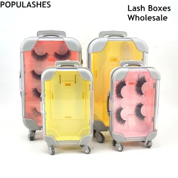 Mini Kuffert Bagage Lash Box Emballage Mink vipper Tom Tilfælde med skuffe Rektangel Eyelash Kasser Emballage Makeup opbevaringsboks