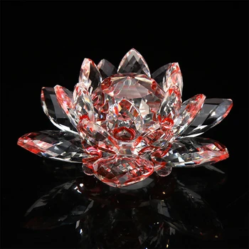 80mm Farverige Krystal Glas Lotus Blomst Naturlige Sten Feng shui Krystal blomster Til bryllup souvenirs