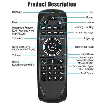 G7V Baggrundsbelyst Stemme russiske Mini-tastatur Gyroskop IR-Læring 2,4 G Trådløse Fjernbetjening G7V Pro Air Musen Til Android TV BOX VS MX3
