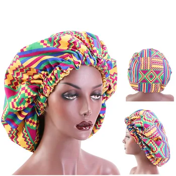 Nye Ekstra Large Print Bandanas Satin Bonnet Sove Cap Afrikanske Mønster Stof Ankara Bonnet Nats Søvn Hat Hårtab Dække Kvinder