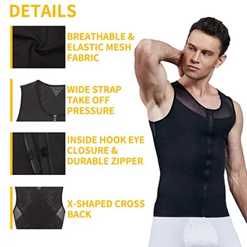 Herre Slankende Body Shaper Vest Brystet Kompression Shirt Abs Maven Slank Tank Top Undertrøje Glat Vest Shapewear Mænds Corset
