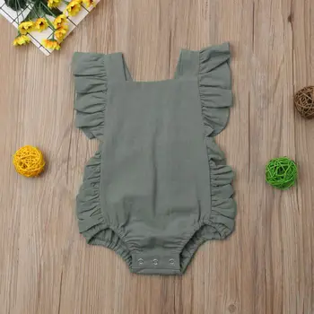 Nyfødte Baby Pige Sommer Heldragt, Ærmeløs Ruffle Bomuld Buksedragt Tøj Sunsuit Sommer Søde Baby Pige Tøj