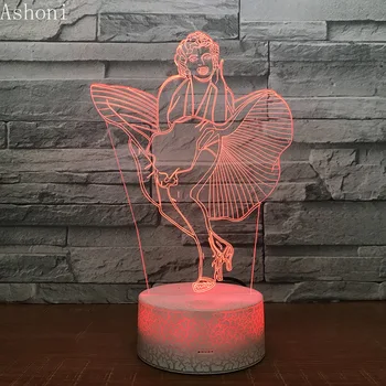 Marilyn Monroe 3D LED Nat Lys 7 Farver Skiftende Bruser bordlampe Soveværelse Belysning Fastholdelsesanordningen Home Decor Julegaver