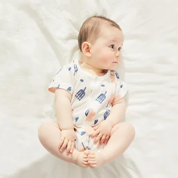 Pureborn Nyfødte Unisex Baby Sparkedragt Farverige Trykt Baby Pige Romper Åndbar Bomuld Nitter Baby Dreng Sommer Tøj
